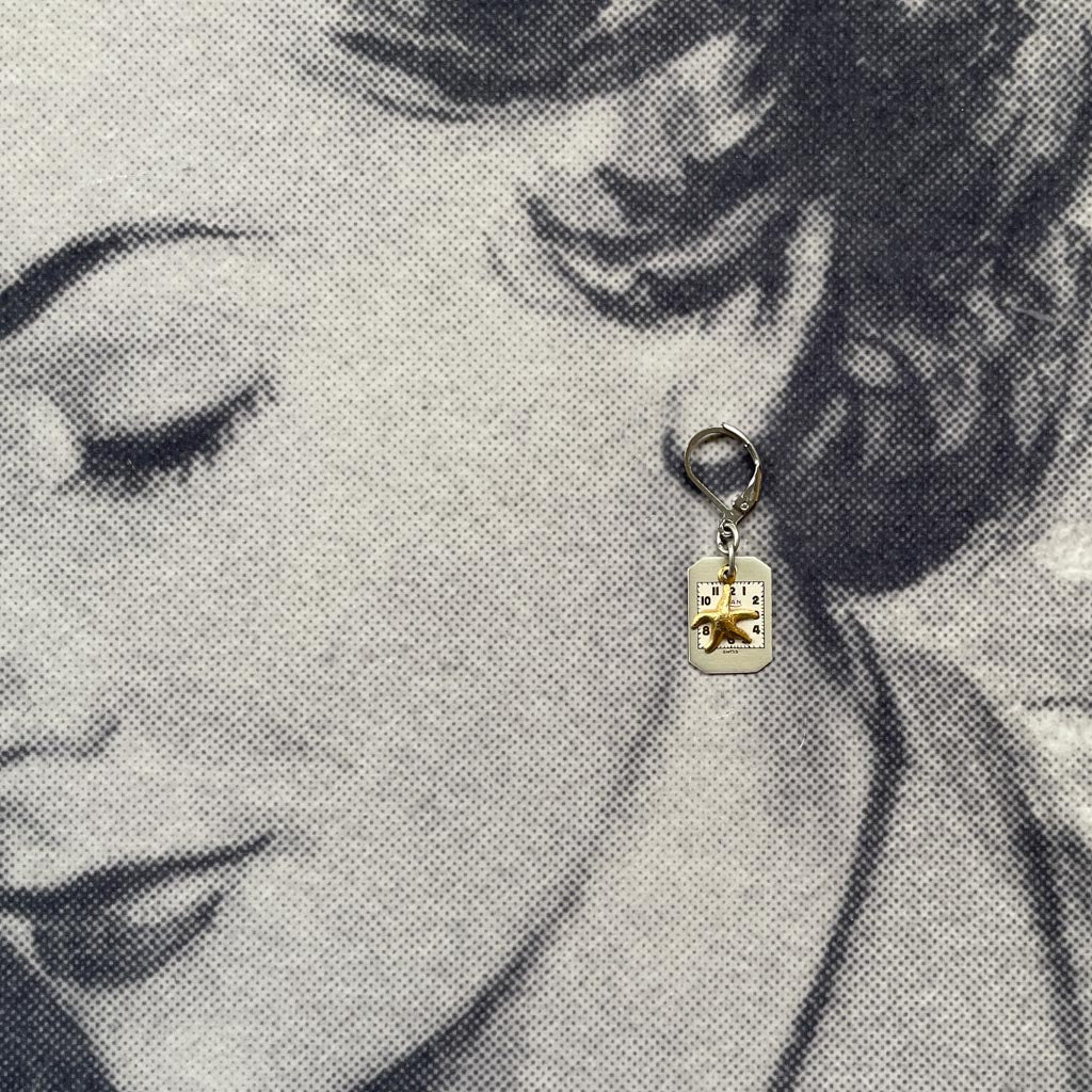 Tide Pool Time - Vintage Watch Dial + Starfish Earrings