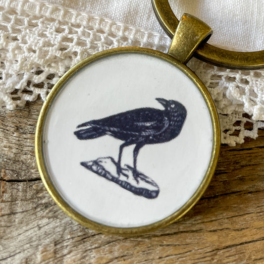 Crow Vintage Image Keychain