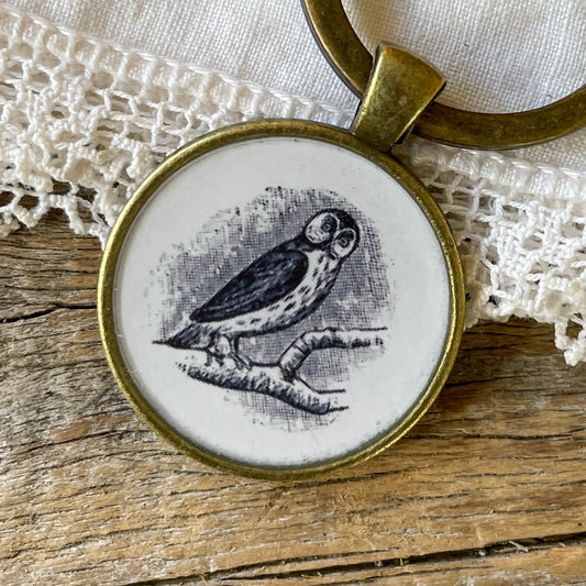 Owl Vintage Image Keychain