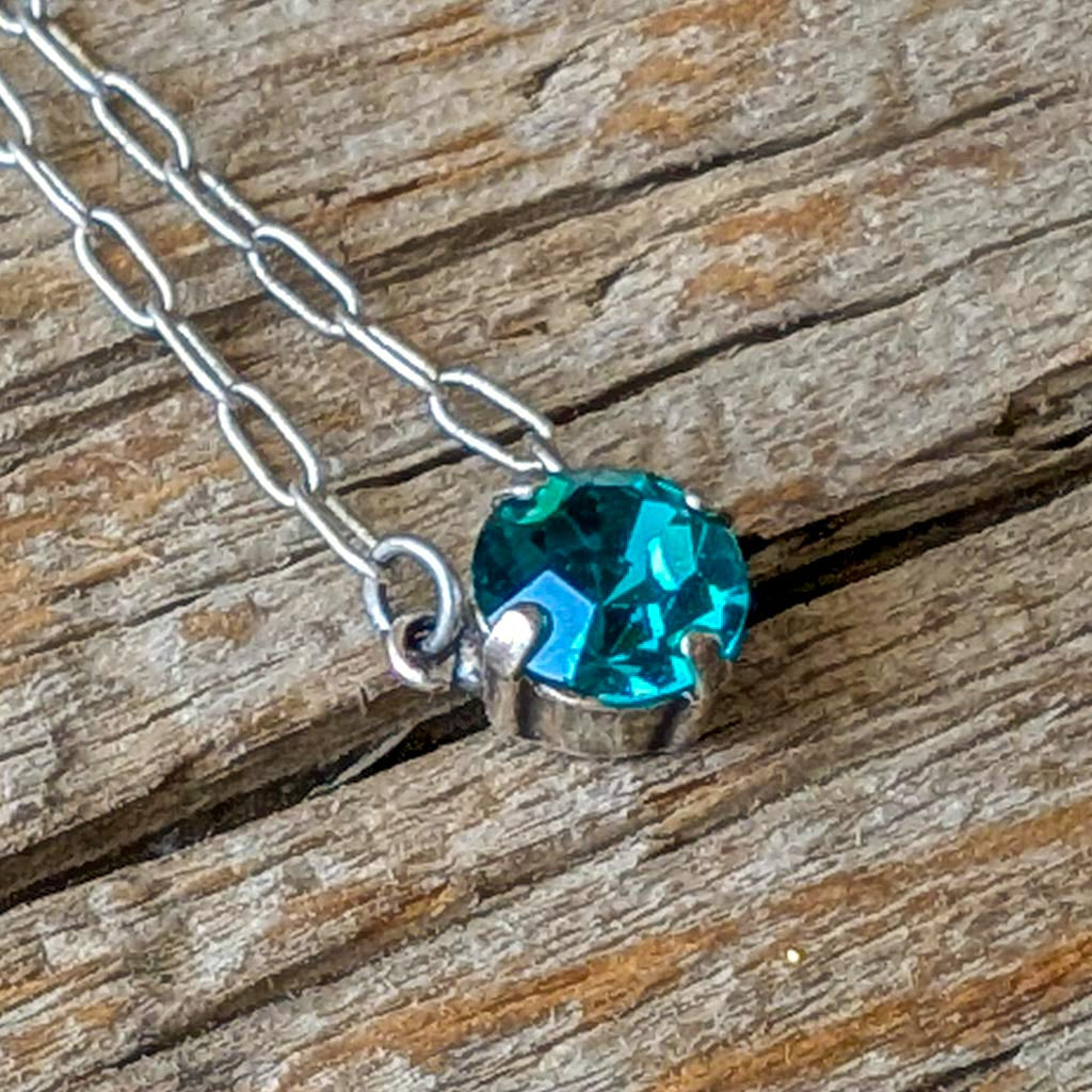 Vintage Rhinestone Necklace - Blue Zircon