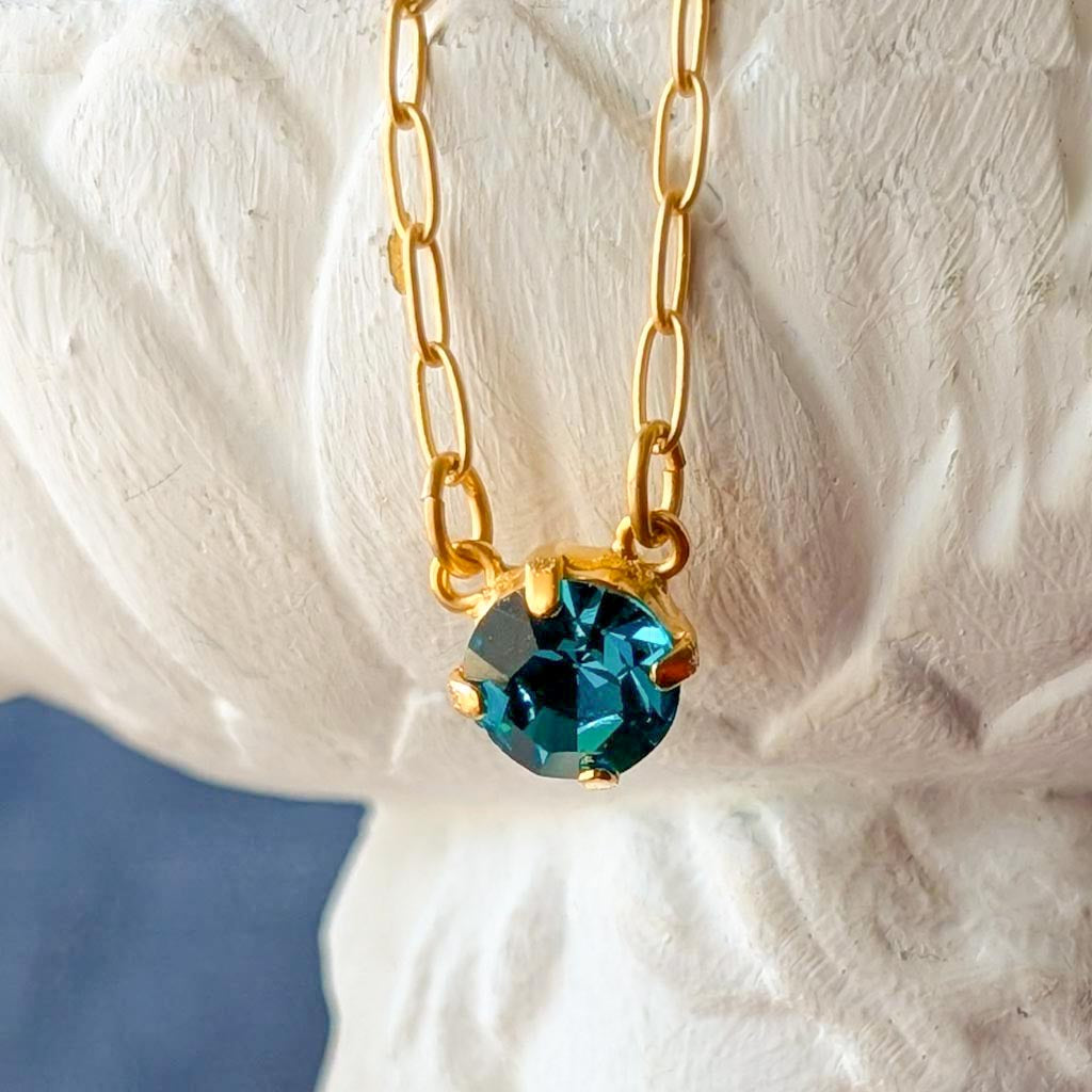 Vintage Rhinestone Necklace - Blue Zircon