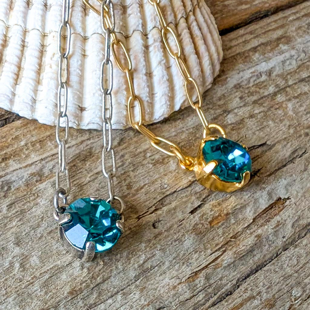 Vintage Rhinestone Necklace - Blue Zircon