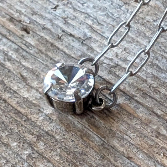 Vintage Rhinestone Necklace - Clear Rivoli