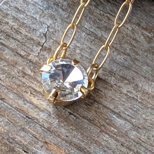 Vintage Rhinestone Necklace - Clear Rivoli
