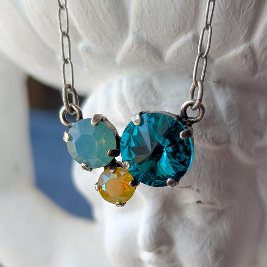 Vintage Rhinestone Cluster Necklace - Pacific Shore