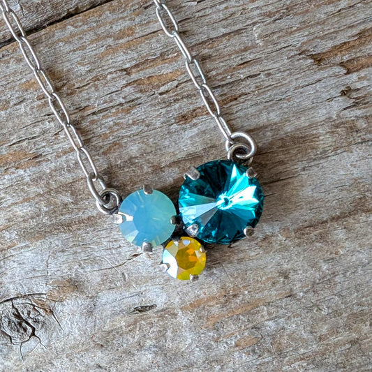 Vintage Rhinestone Cluster Necklace - Pacific Shore
