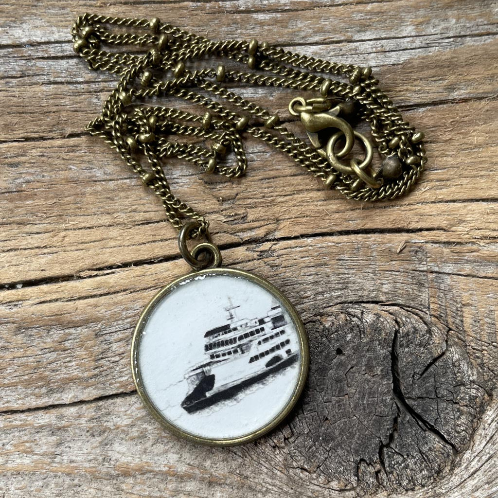 Ferry Boat Illustration Necklace