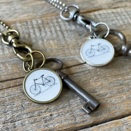 Bicycle Vintage Image Charm Necklace