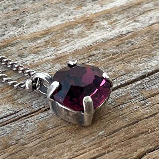 Amethyst Purple Vintage Rhinestone Necklace