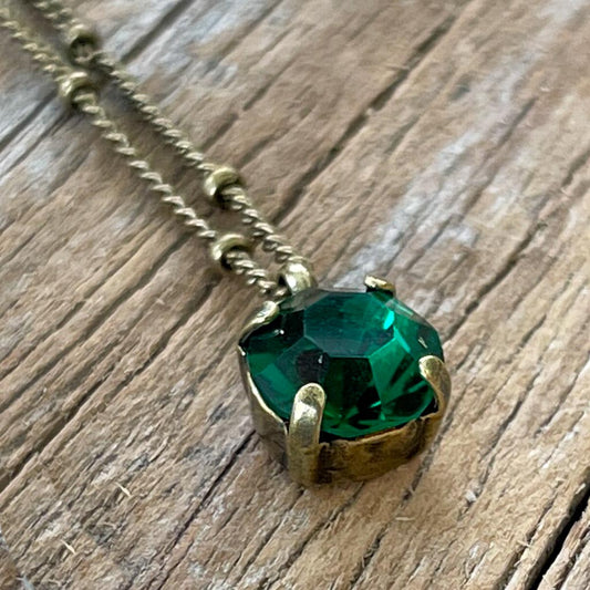 Emerald Green Vintage Rhinestone Necklace