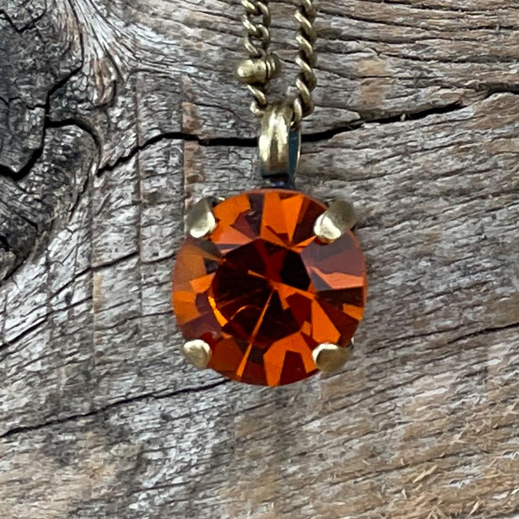 Madeira Orange Vintage Rhinestone Necklace