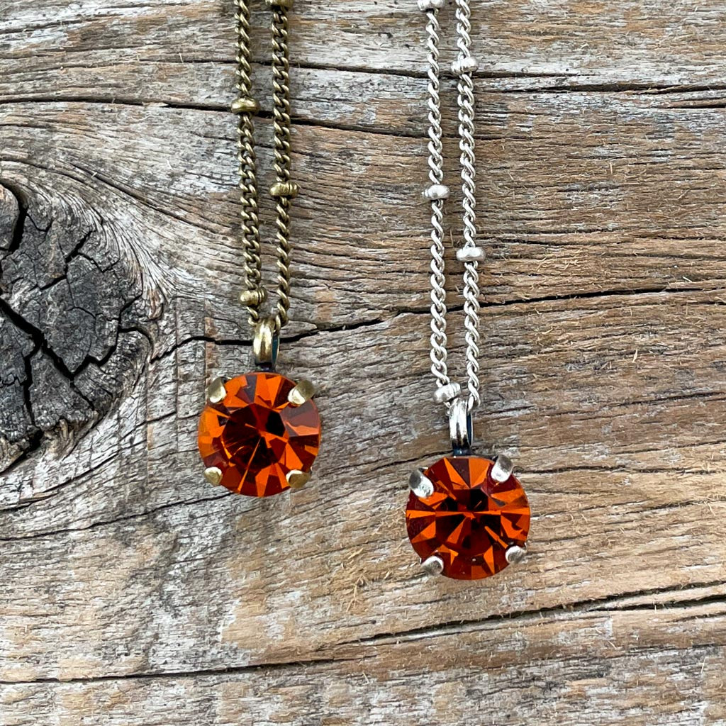 Madeira Orange Vintage Rhinestone Necklace