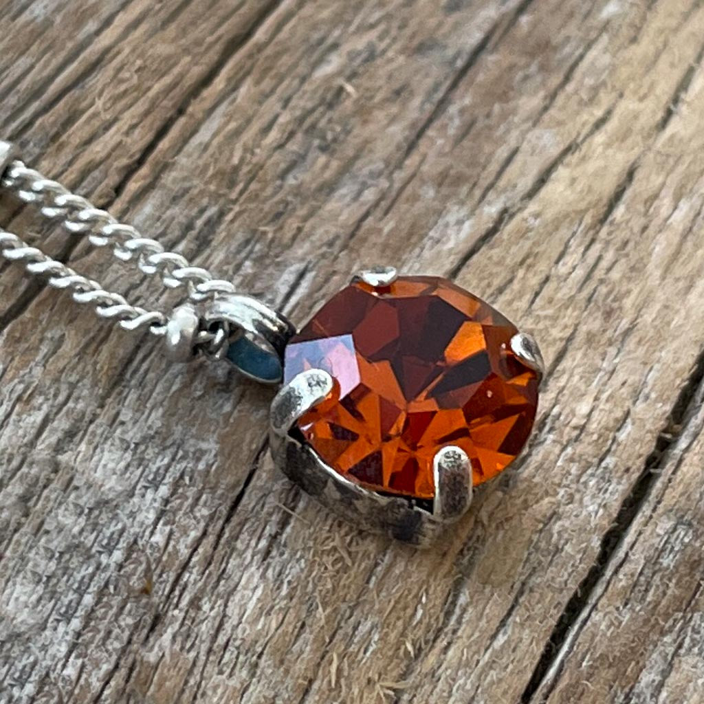 Madeira Orange Vintage Rhinestone Necklace