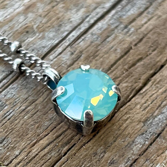 Pacific Opal Aqua Vintage Rhinestone Necklace