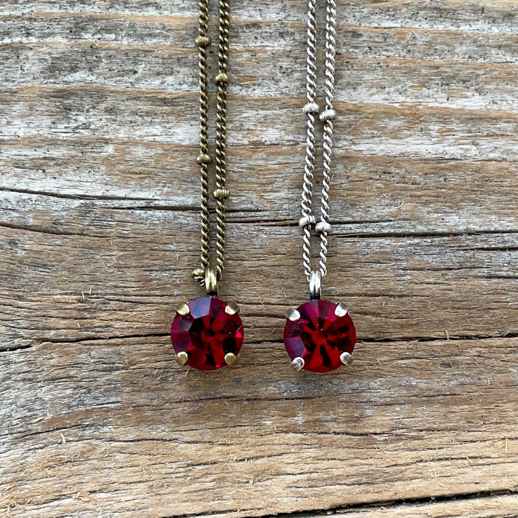 Siam Ruby Red Vintage Rhinestone Necklace