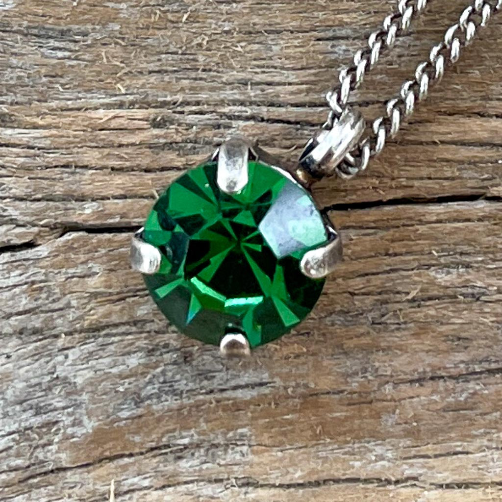 Turmaline Green Vintage Rhinestone Necklace