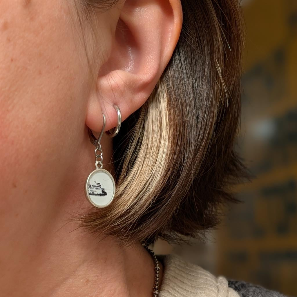 Ferry Boat Earrings - Ferry Me There Dangle Earrings