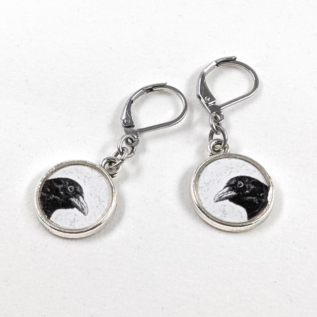 Crow Dangle Earrings - [Something to] Crow About Peeking Crow