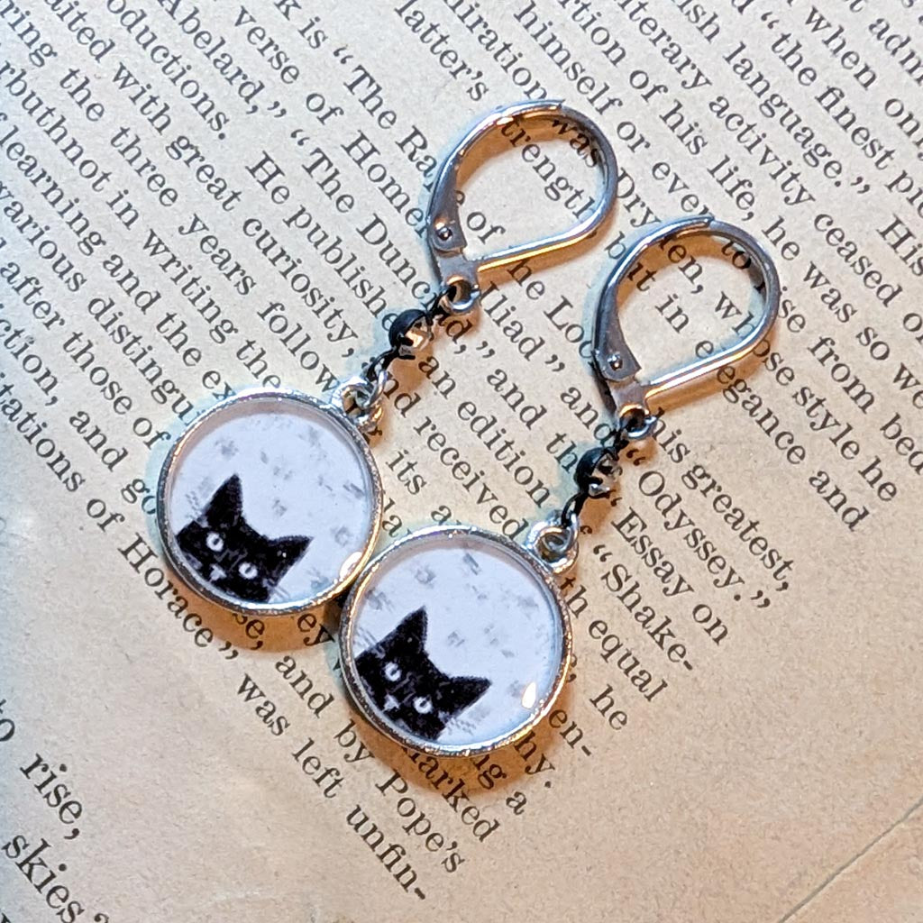 Fancy Cat Dangle Earrings