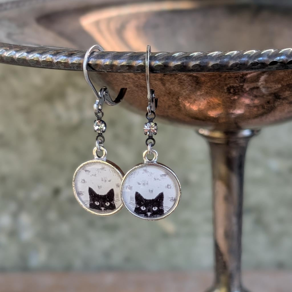 Fancy Cat Dangle Earrings