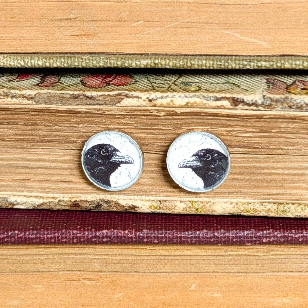 Crow Post Earrings - [Something to] Crow About Peeking Crow