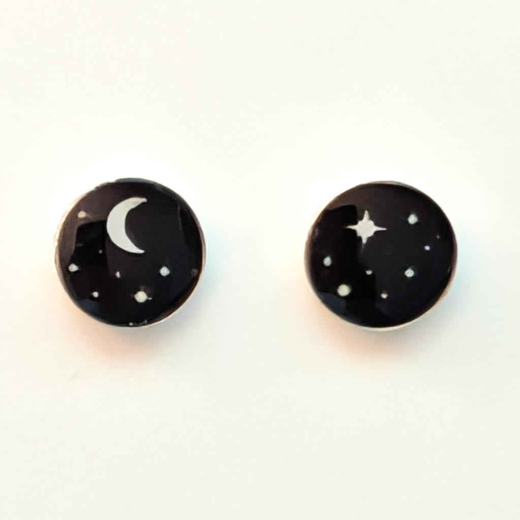 Moon + Stars Post Earrings - The Night Sky