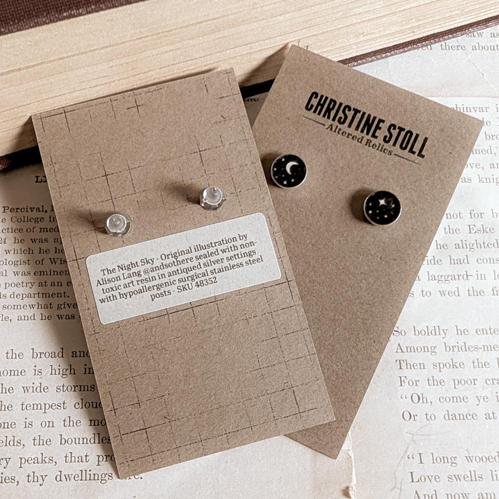 Moon + Stars Post Earrings - The Night Sky