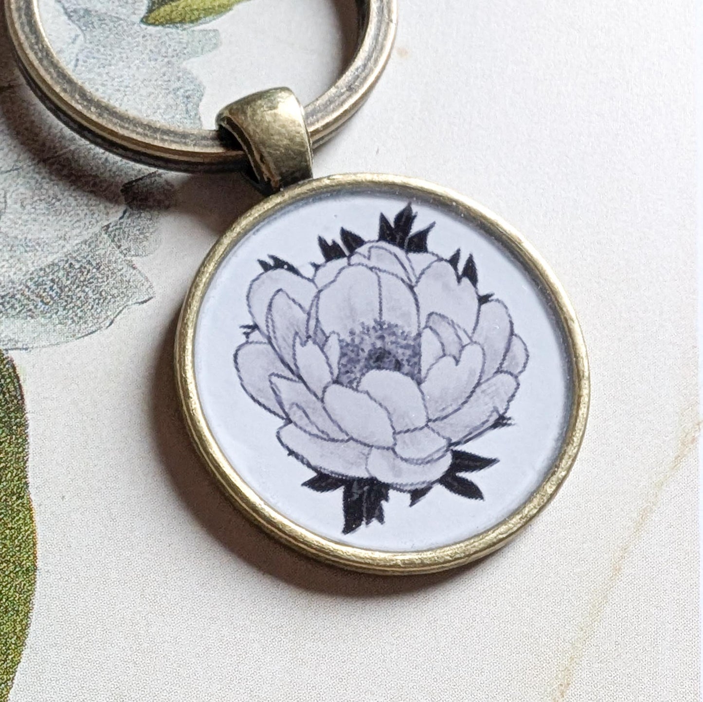 Peony Flower Keychain - Peony Bloom