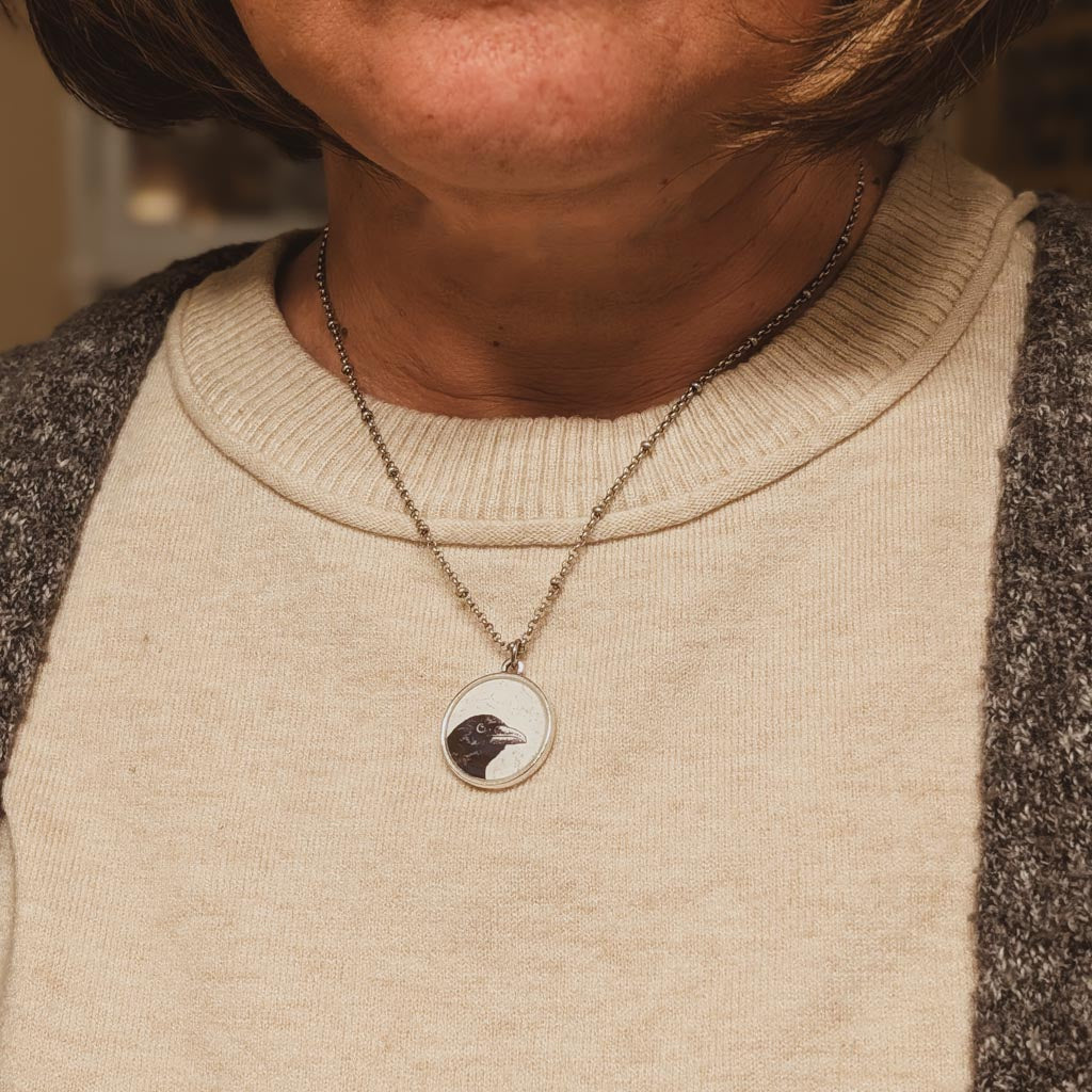 Crow Necklace - [Something to] Crow About Peeking Crow