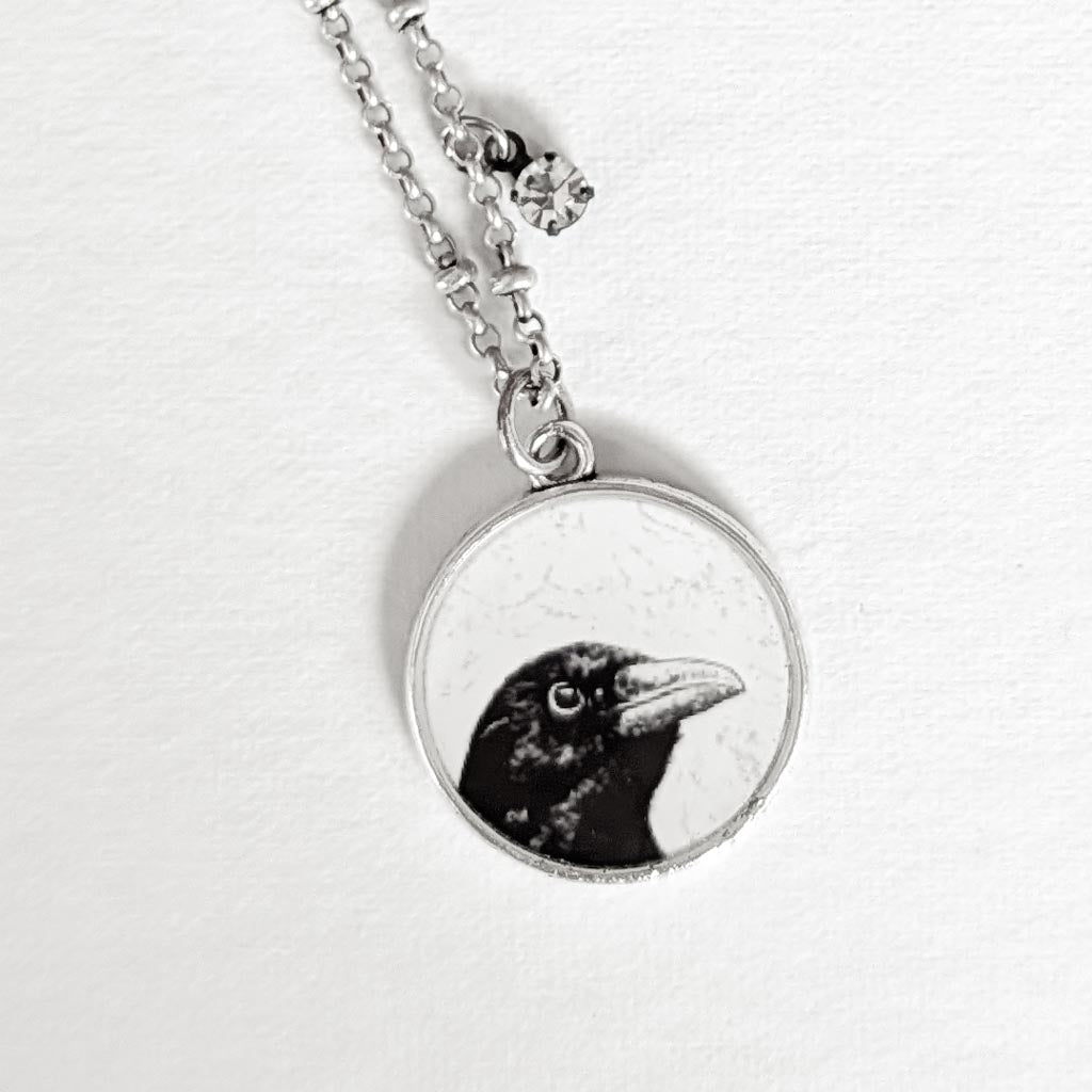 Crow Necklace - Ooh Shiny Object Peeking Crow