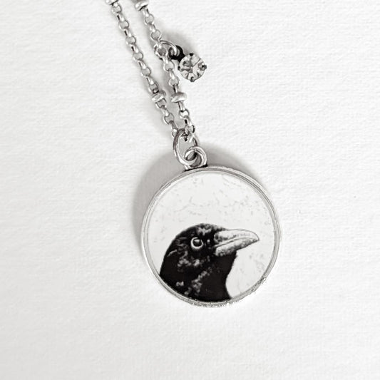 Crow Necklace - Ooh Shiny Object Peeking Crow