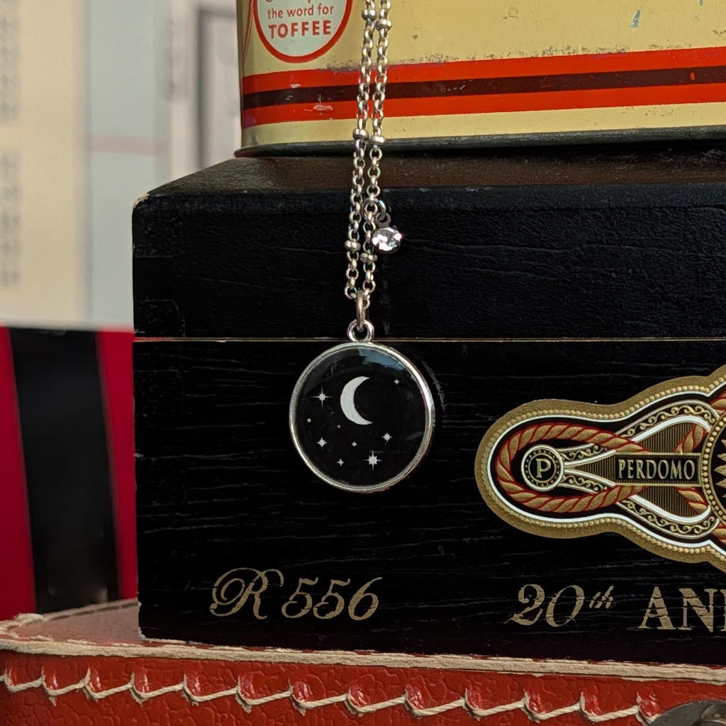 Midnight Sparkle Moon and Stars Necklace