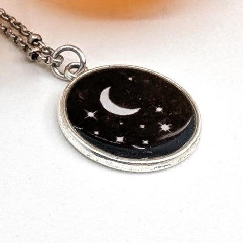 Midnight Sparkle Moon and Stars Necklace