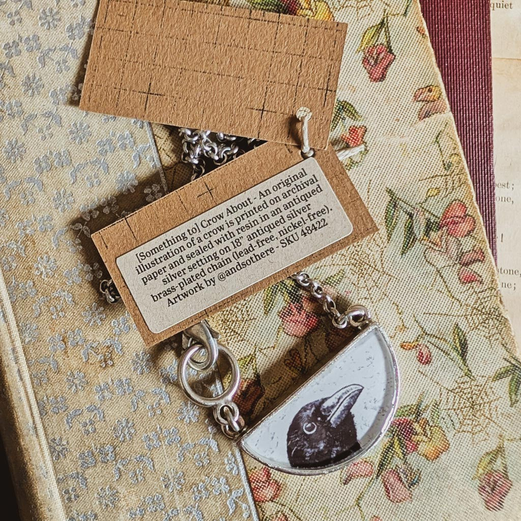 Crow Pendant Necklace - [Something to] Crow About Peeking Crow
