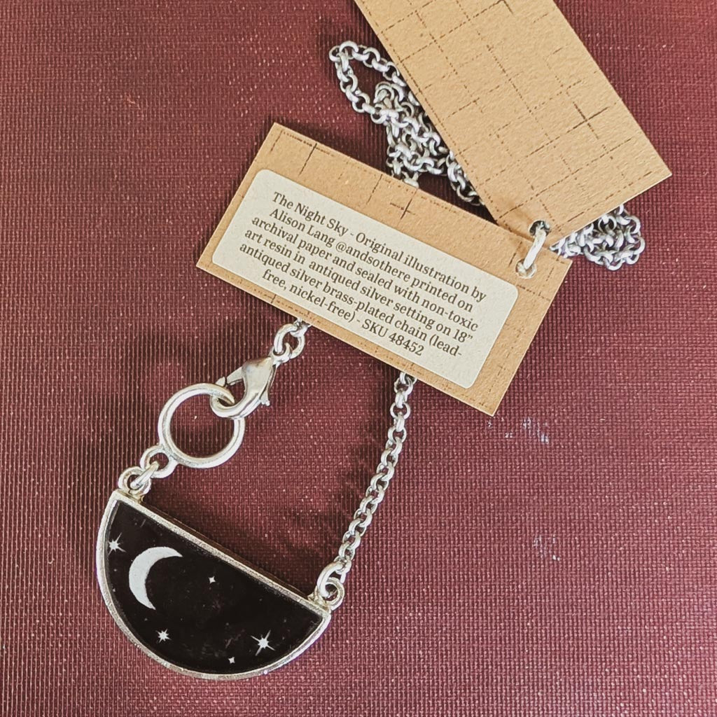 Moon + Stars Pendant Necklace - The Night Sky