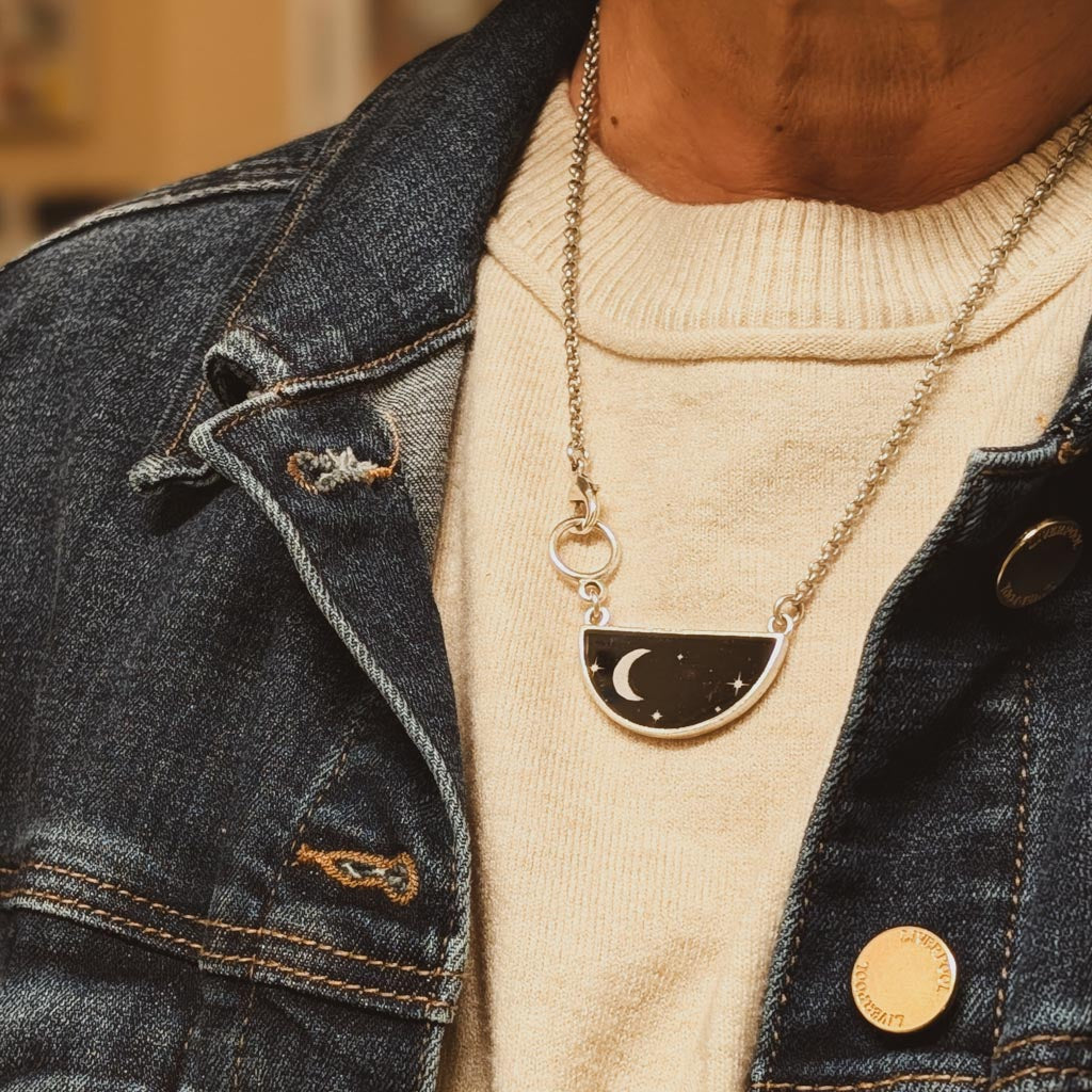 Moon + Stars Pendant Necklace - The Night Sky