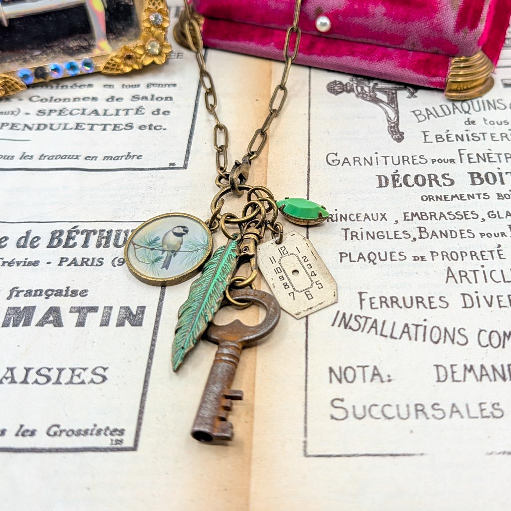 Chick-a-dee-dee Necklace - Chickadee Repurposed Treasures