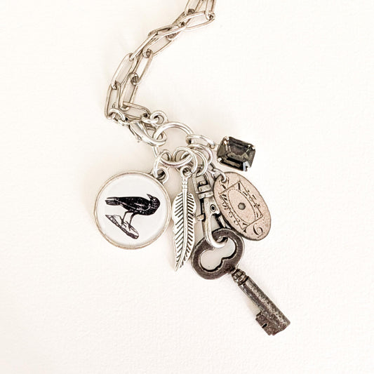 Corvid Collector Necklace - Crow Repurposed Treasures