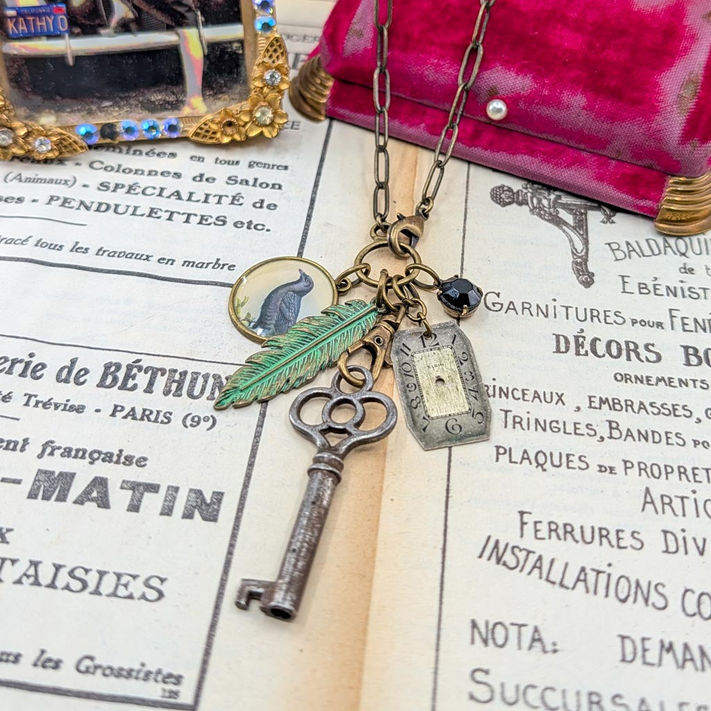 Corvid Collector Necklace - Crow Repurposed Treasures