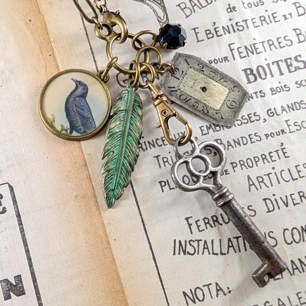 Corvid Collector Necklace - Crow Repurposed Treasures