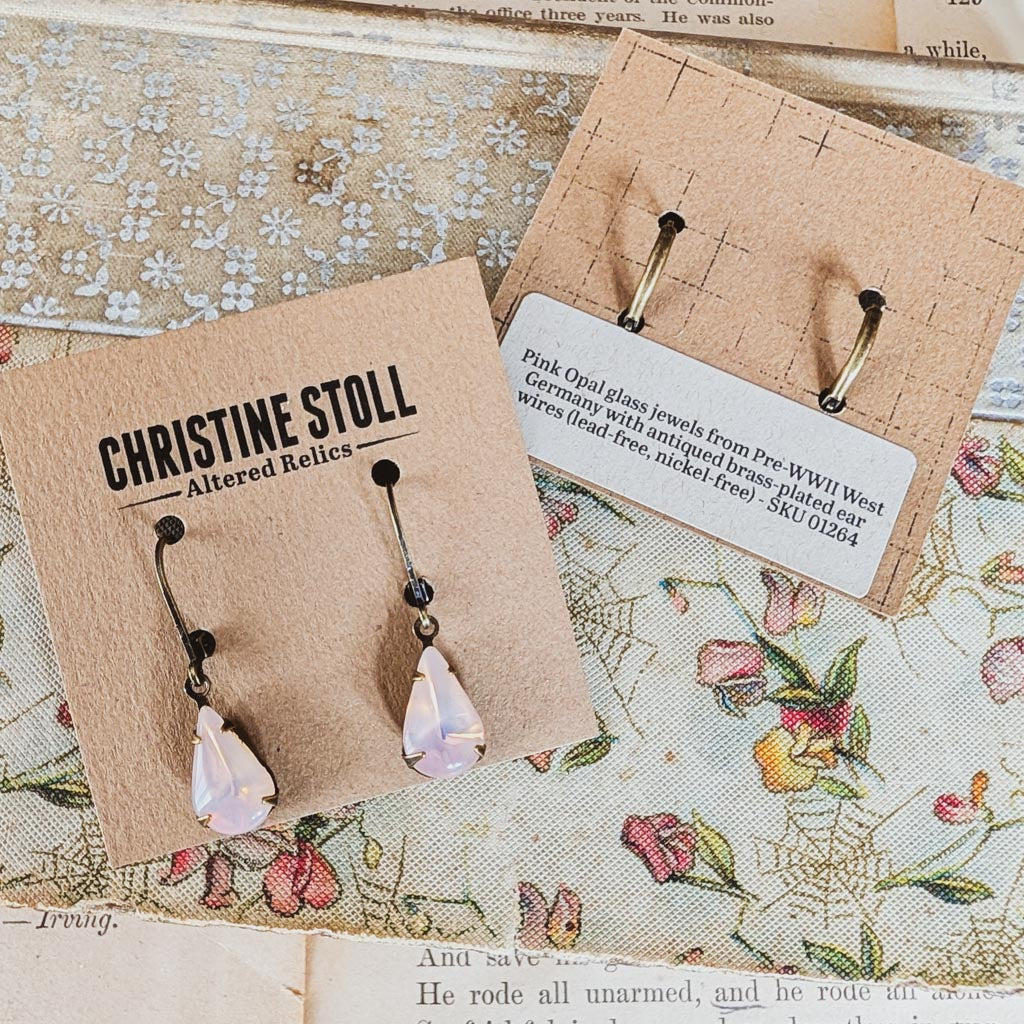 Pink Opal Vintage Rhinestone Earrings