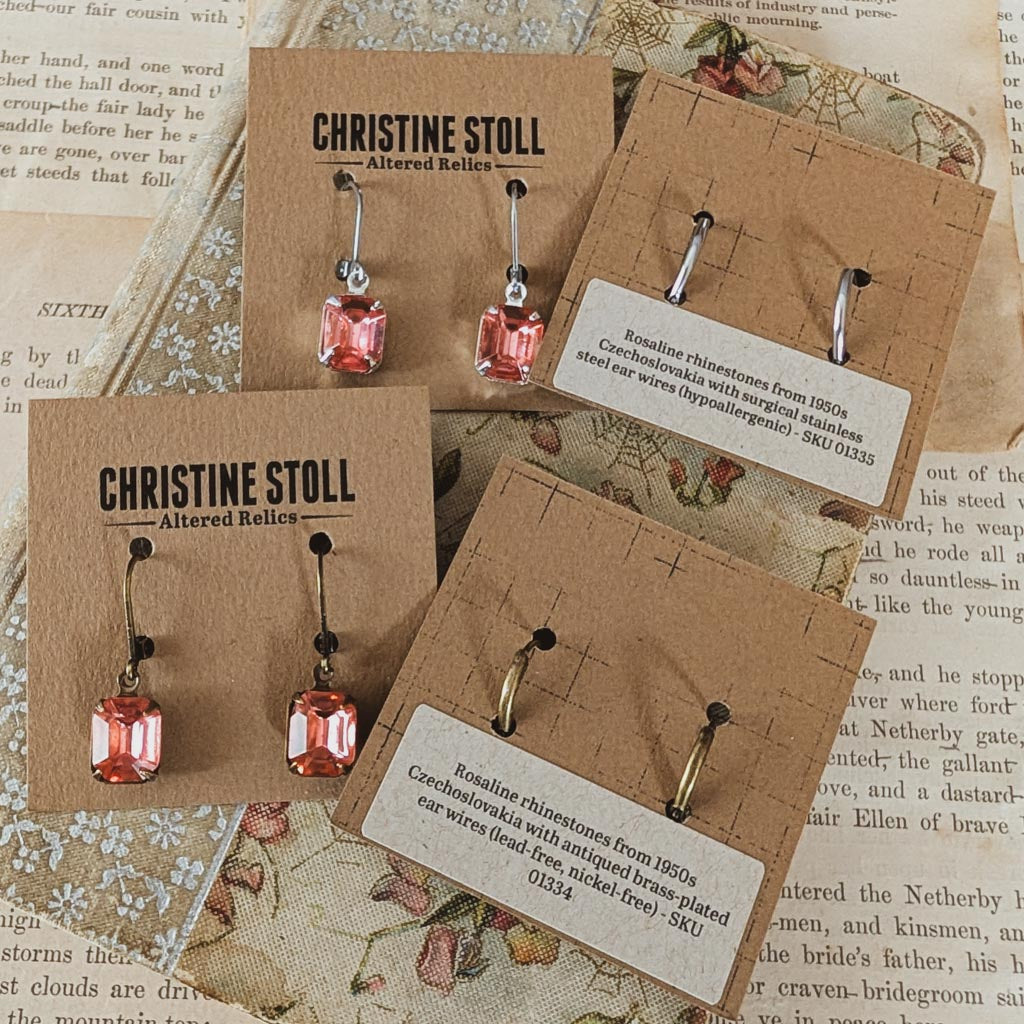 Rosaline Pink Vintage Rhinestone Earrings