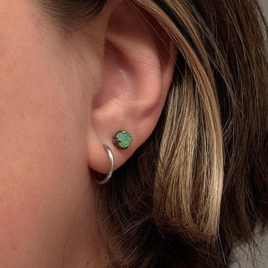 Opal Green Vintage Rhinestone Post Earrings