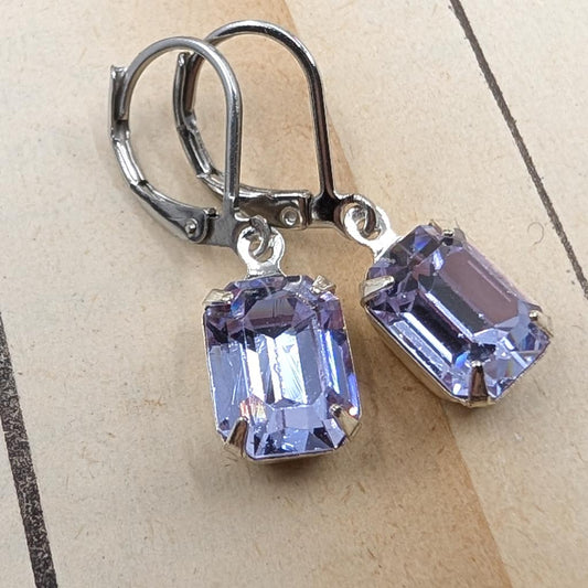 Alexandrite Purple Vintage Rhinestone Earrings