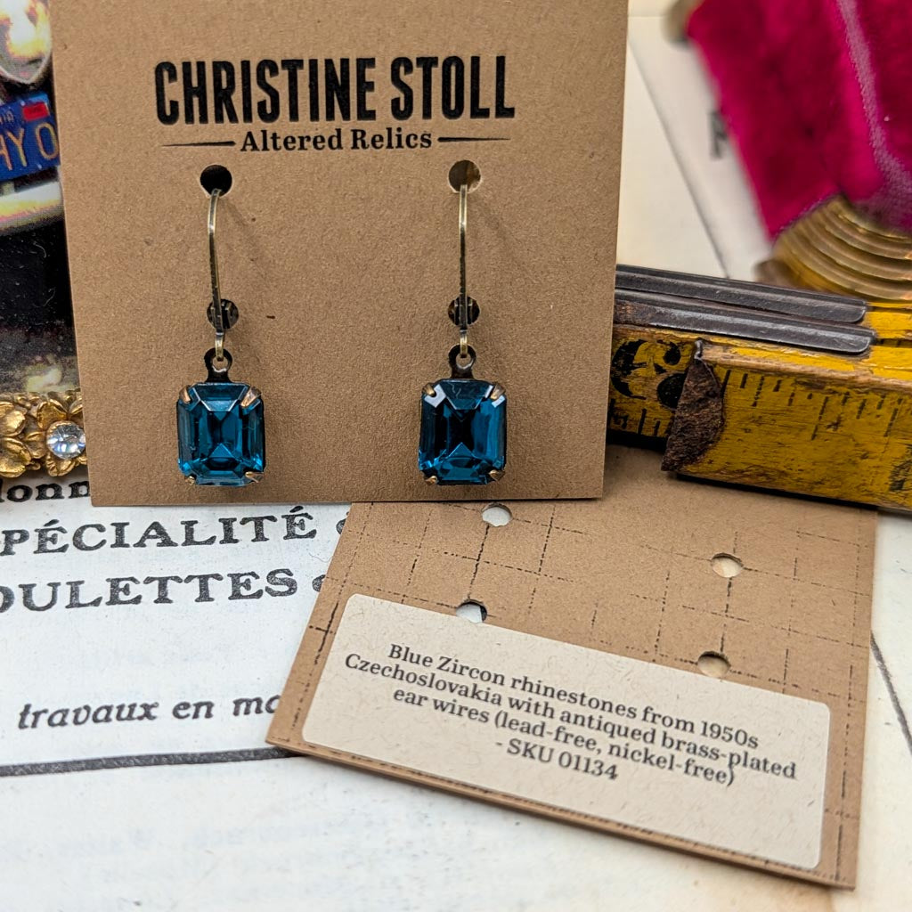 Blue Zircon Vintage Rhinestone Earrings