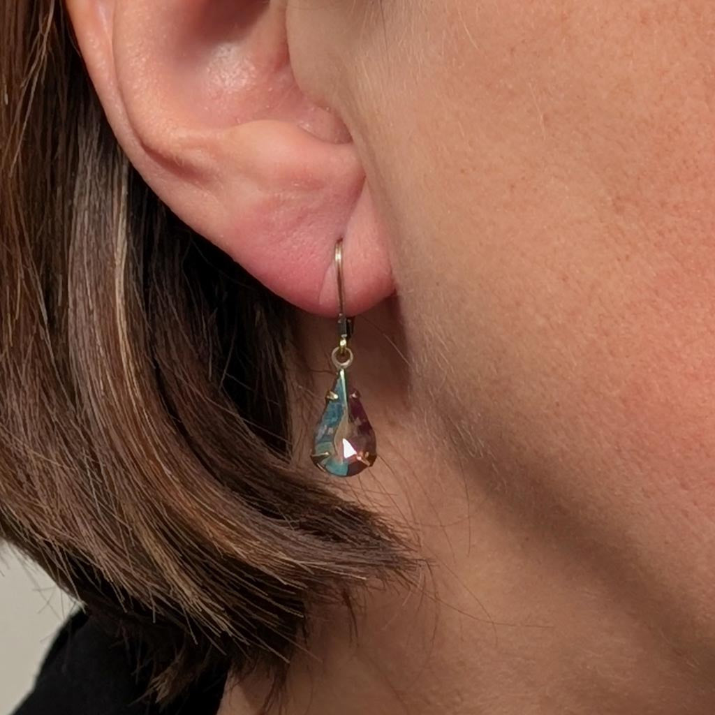 Light Amethyst Purple AB Vintage Rhinestone Earrings