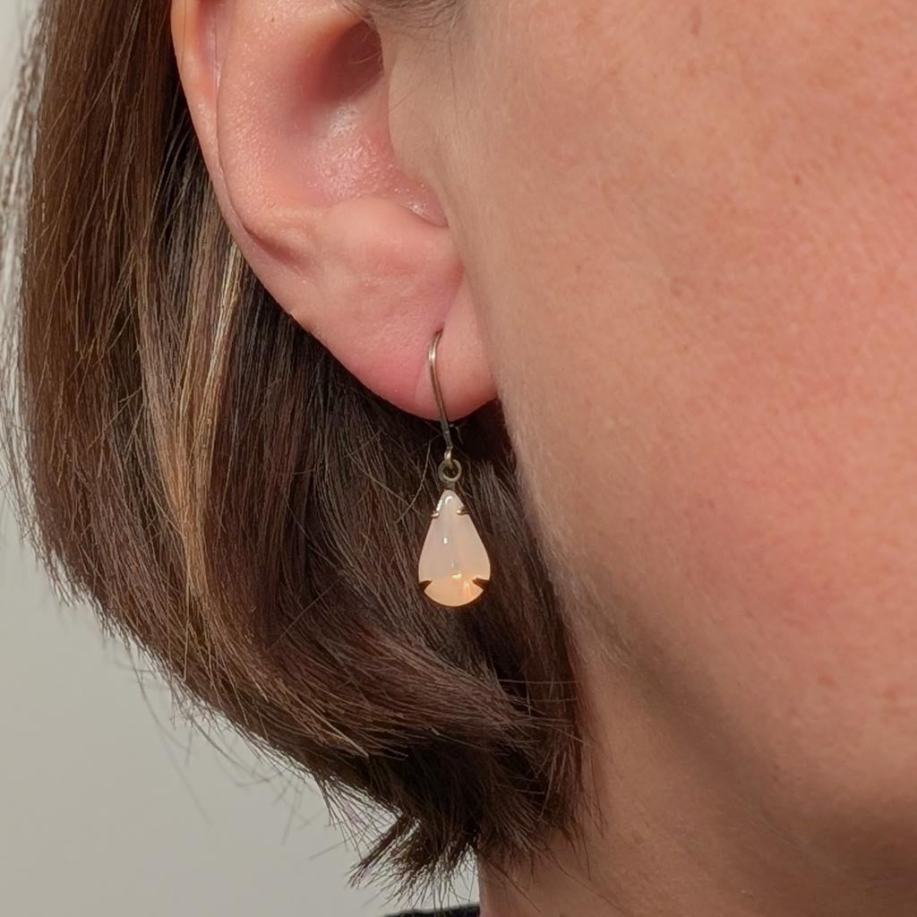 Pink Opal Vintage Rhinestone Earrings