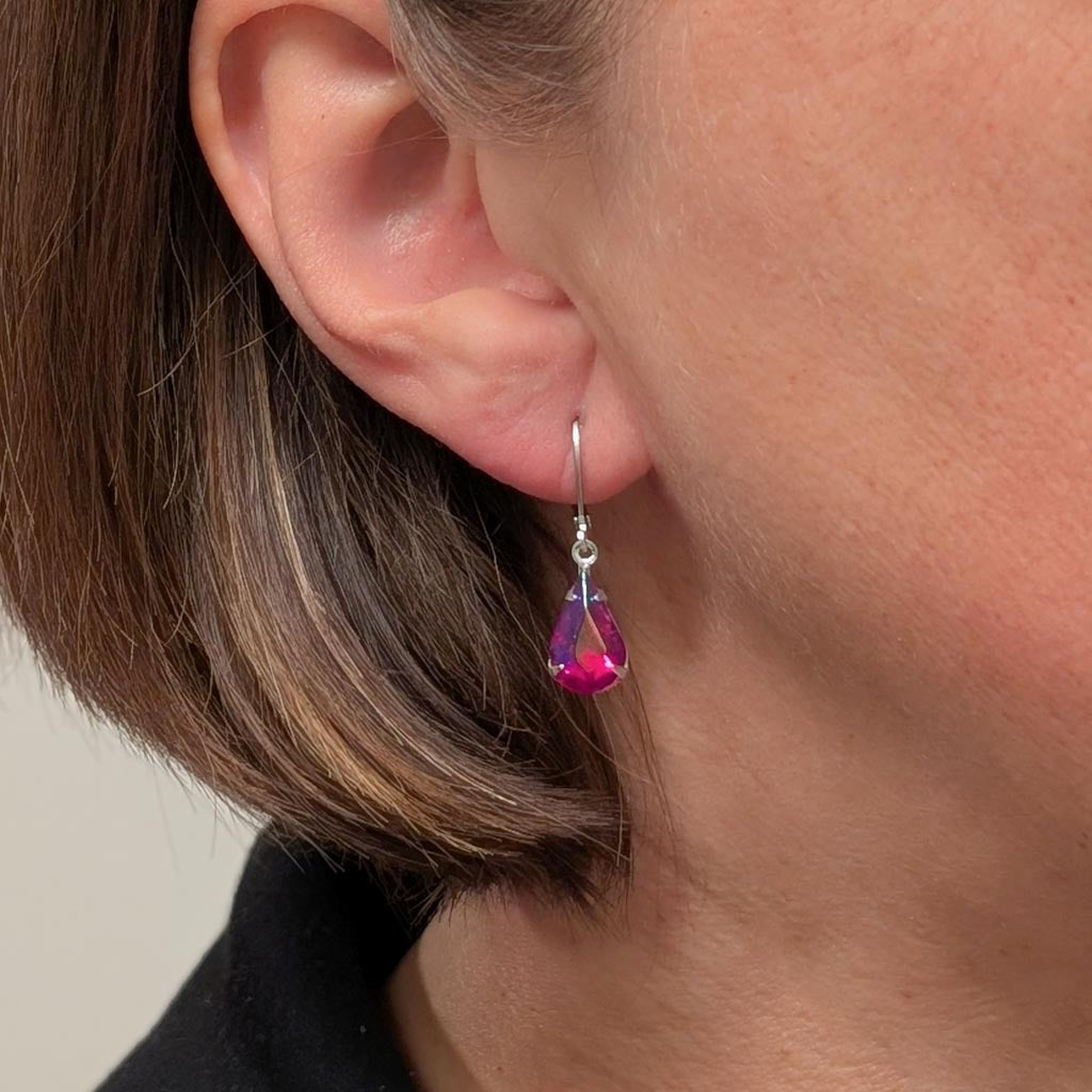 Ruby Red AB Vintage Rhinestone Earrings