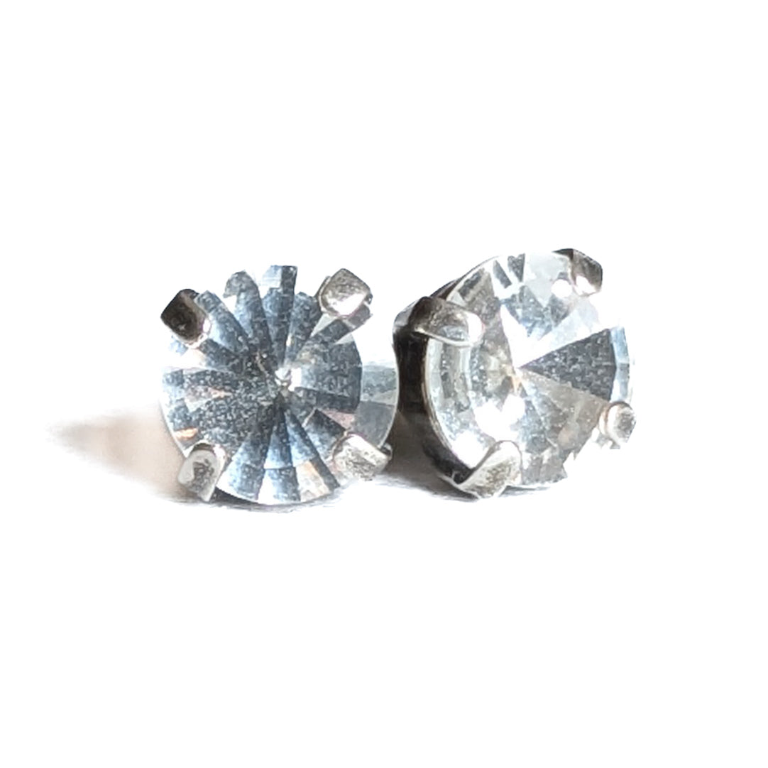 Clear Rivoli Vintage Rhinestone Post Earrings