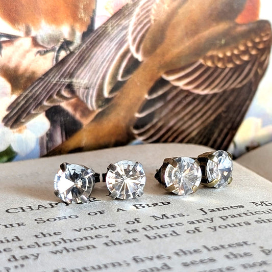 Clear Rivoli Vintage Rhinestone Post Earrings
